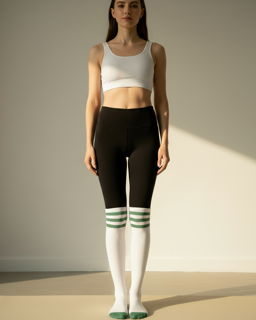 Minimal Stripe Over Knee Socks