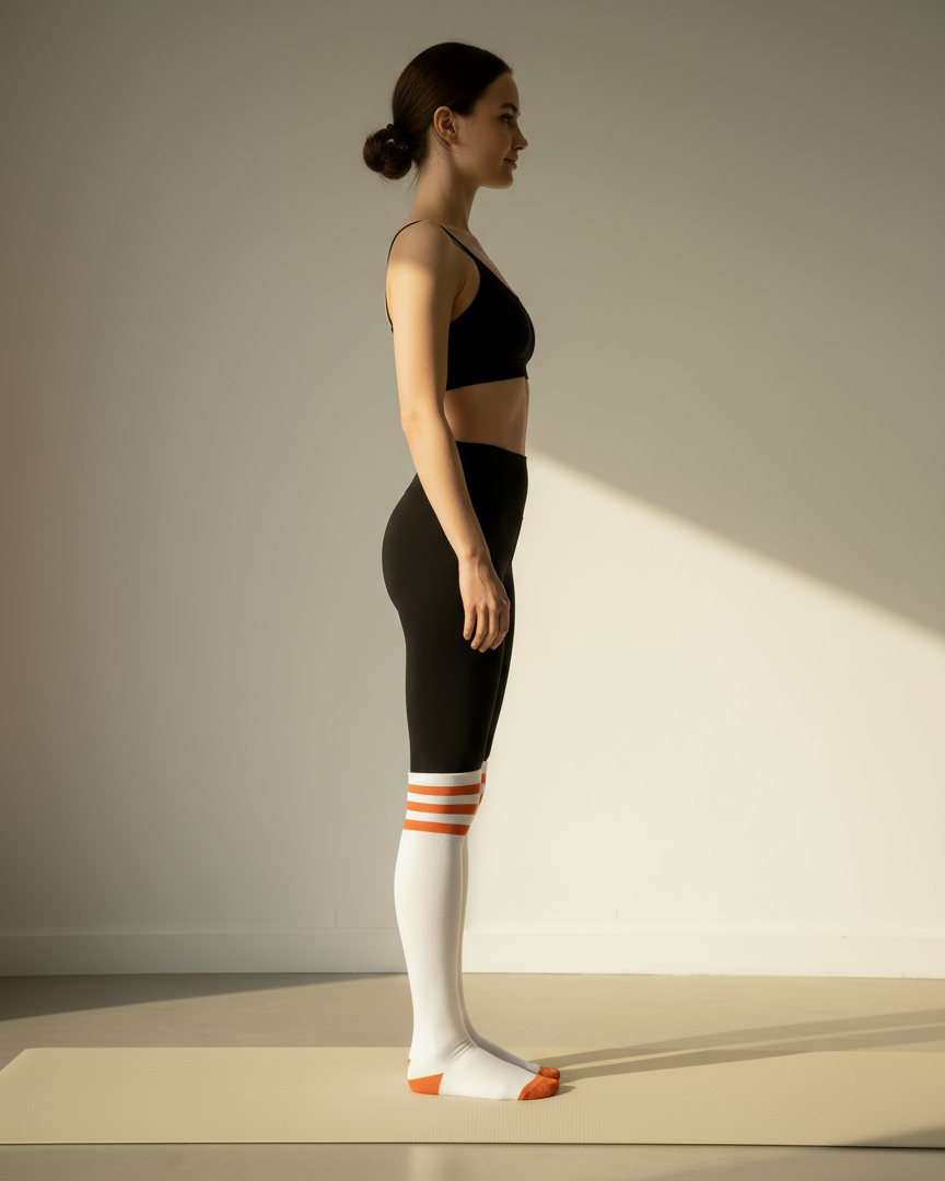 Minimal Stripe Over Knee Socks
