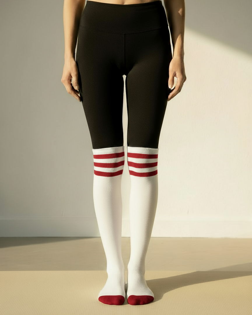 Minimal Stripe Over Knee Socks