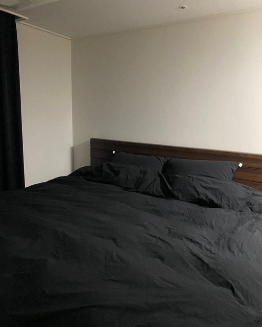 Washed Cotton Duvet Cover Set– Black