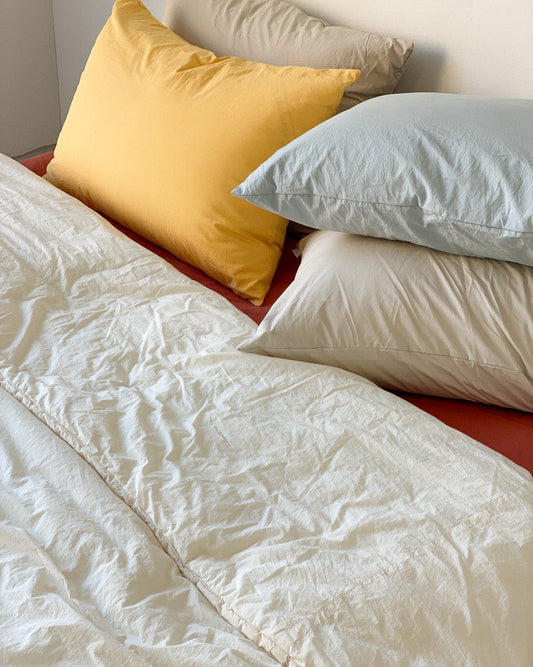 Washed Cotton Duvet Cover Set– Ivory