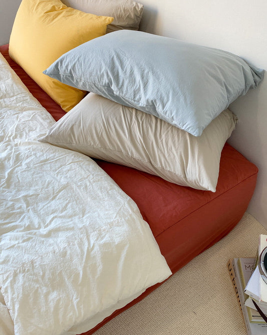 Washed Cotton Duvet Cover Set– Ivory