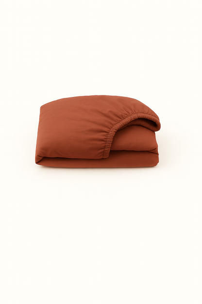 Washed Cotton Quilted Mattress Pad – Deep Carrot