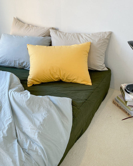 Washed Cotton Quilted Mattress Pad – Deep green