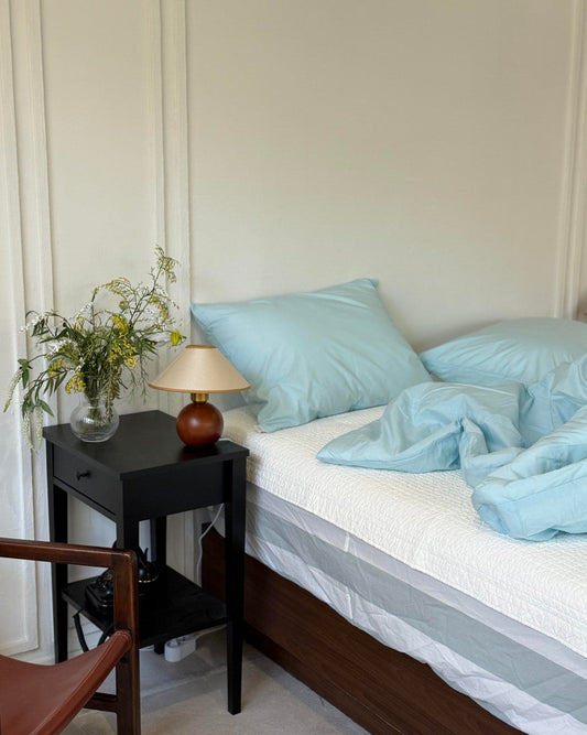 Washed Cotton Duvet Cover Set– light blue