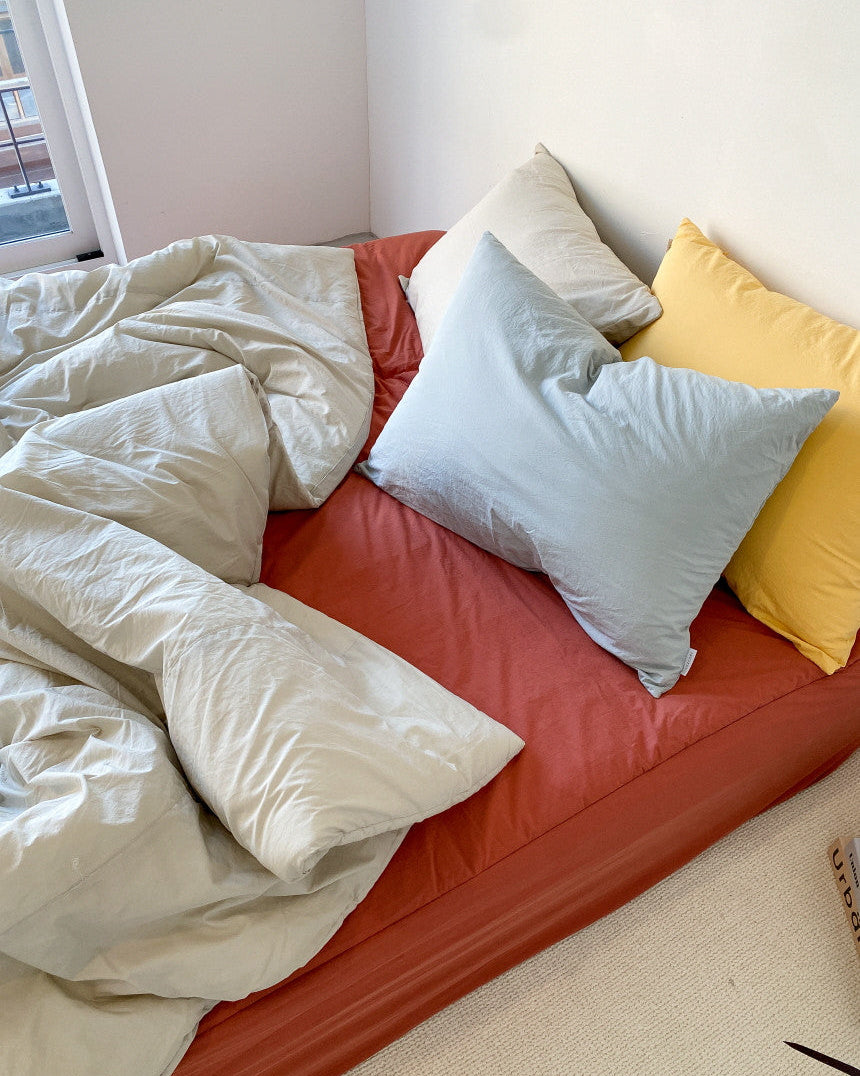 Washed Cotton Duvet Cover Set– Grey